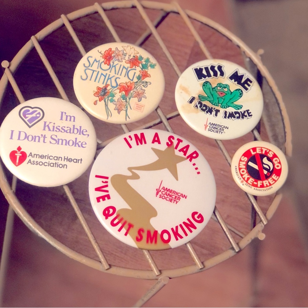 Vintage American Cancer Society Anti Smoking Buttons